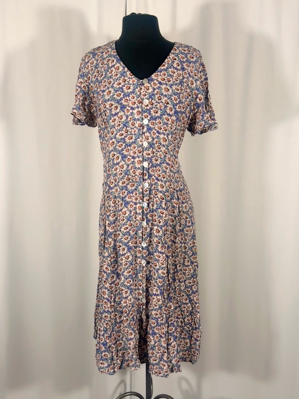 Vintage CDC Floral Button Front Midi Dress